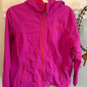 The North Face Pink and orange windbreaker rain Jacket size L EEUC